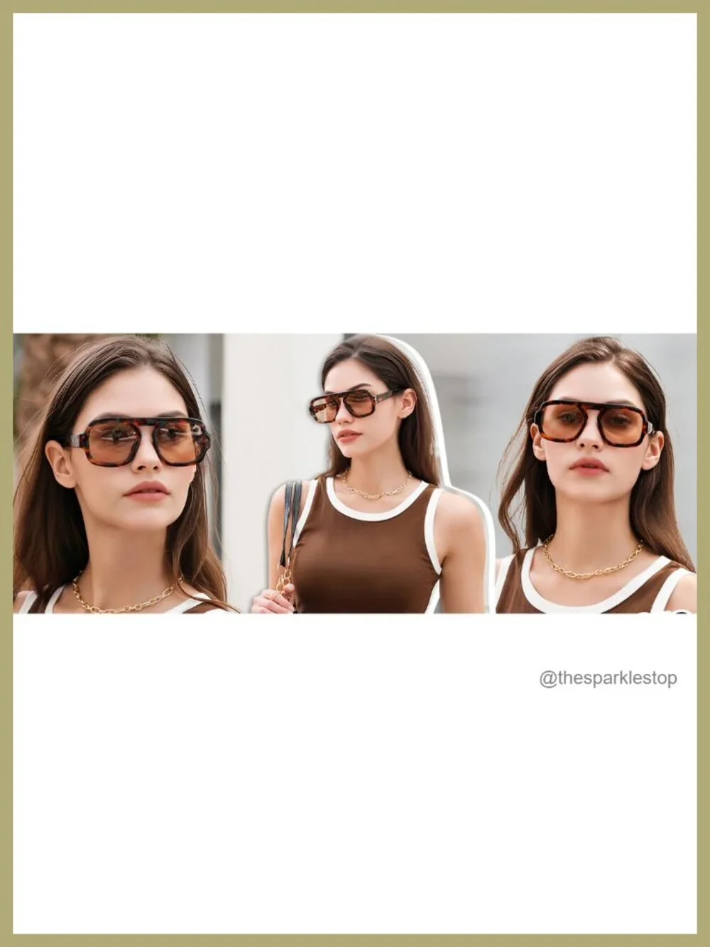 Retro Square Aviator Sunglasses Plastic Frame UV Protection Oversize